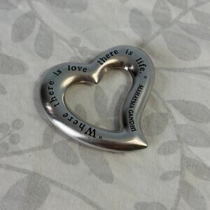Heart Paperweight Gandhi Quote Stainless Steel Desk Decor Love Gift